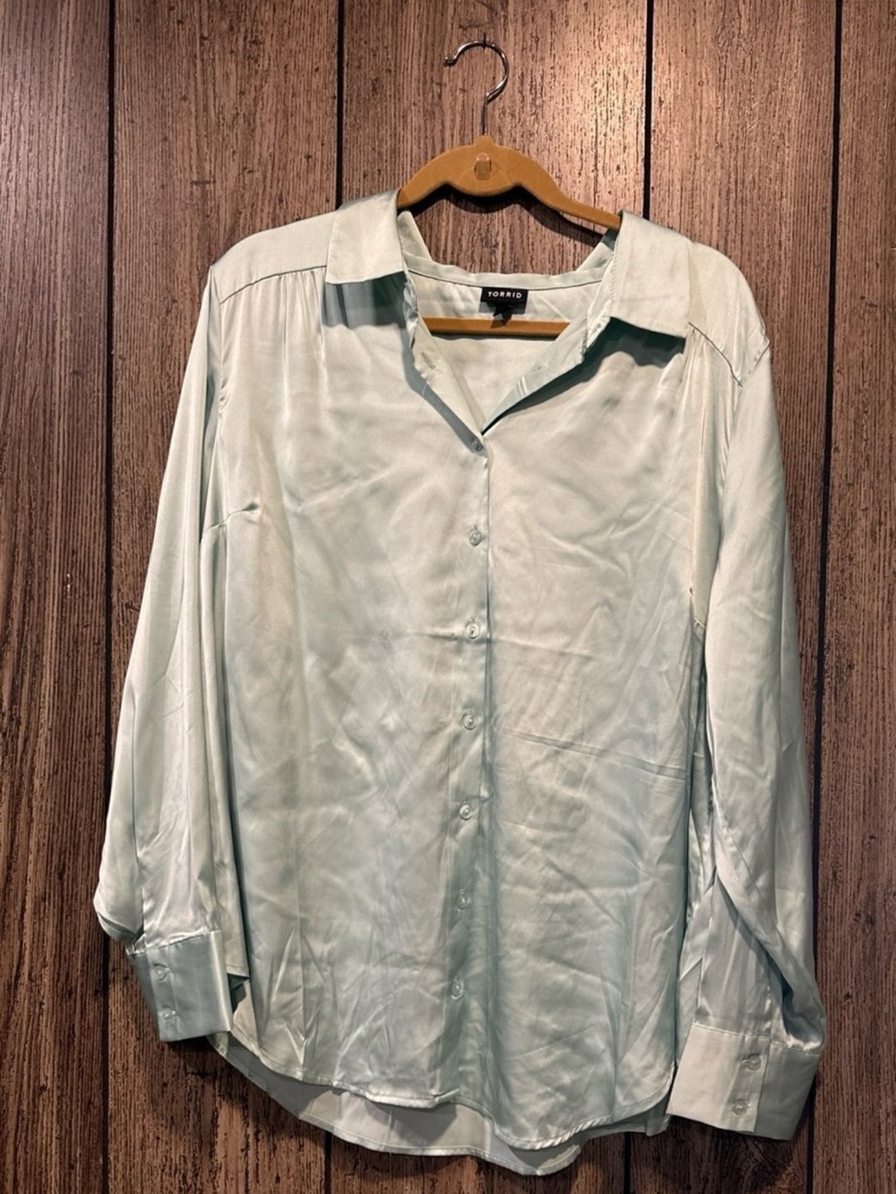 Torrid Madison Satin Button-Up Long Sleeve Shirt